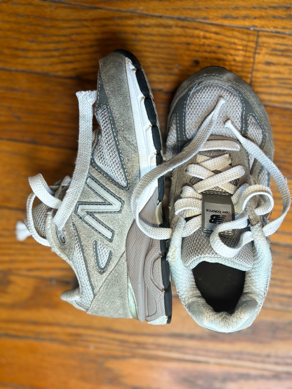 New Balance Kids' Light Gray and White Sneakers